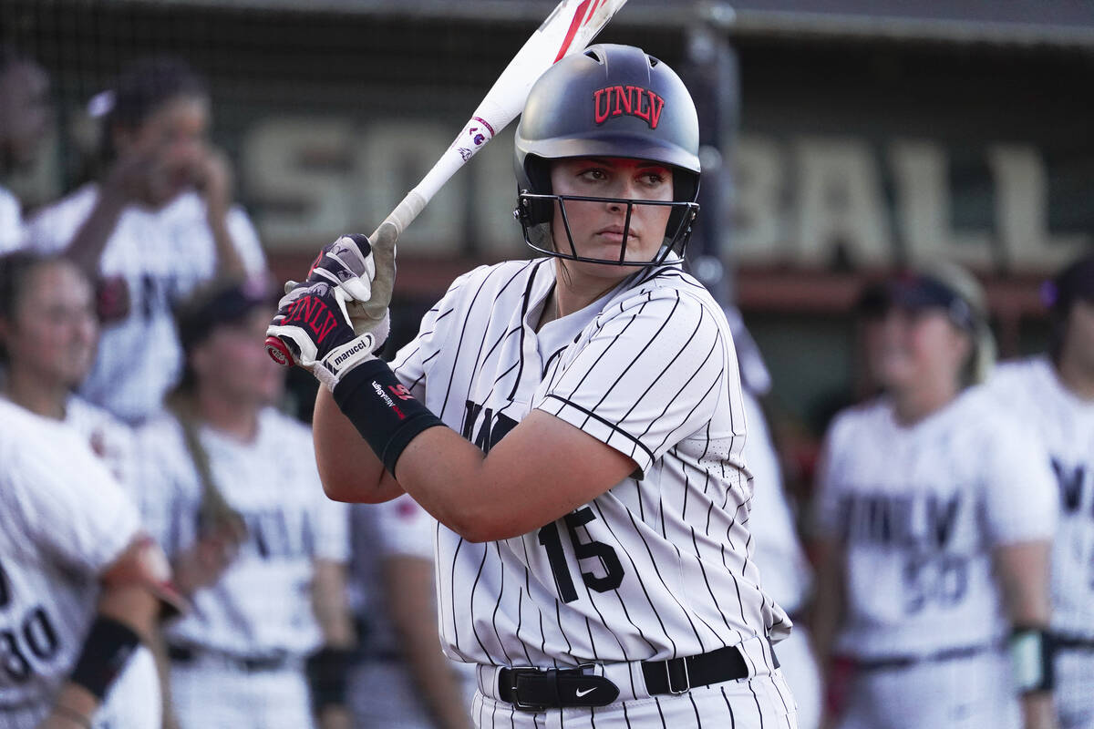 Fifth-year senior Mia Trejo steps up to the plate for UNLV during a game against San Diego Stat ...