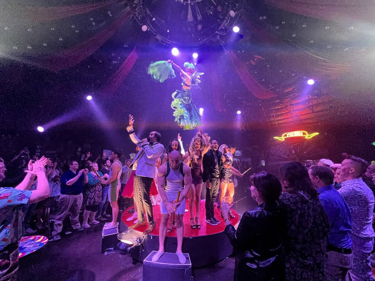 The cast of "Absinthe" bows it out during the show's 11th-anniversary celebration on Wednesday, ...
