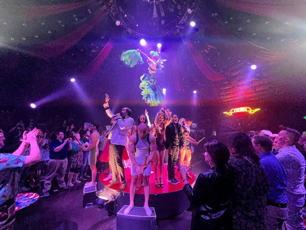The cast of "Absinthe" bows it out during the show's 11th-anniversary celebration on Wednesday, ...