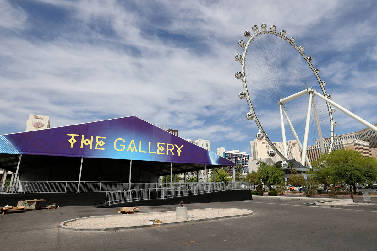 The Gallery at the NFL Draft Experience under construction behind The Linq Hotel in Las Vegas M ...