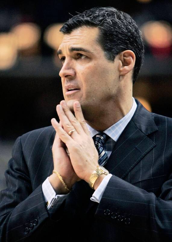 FILE - Villanova coach Jay Wright watches from the sideline during the first half of the team's ...