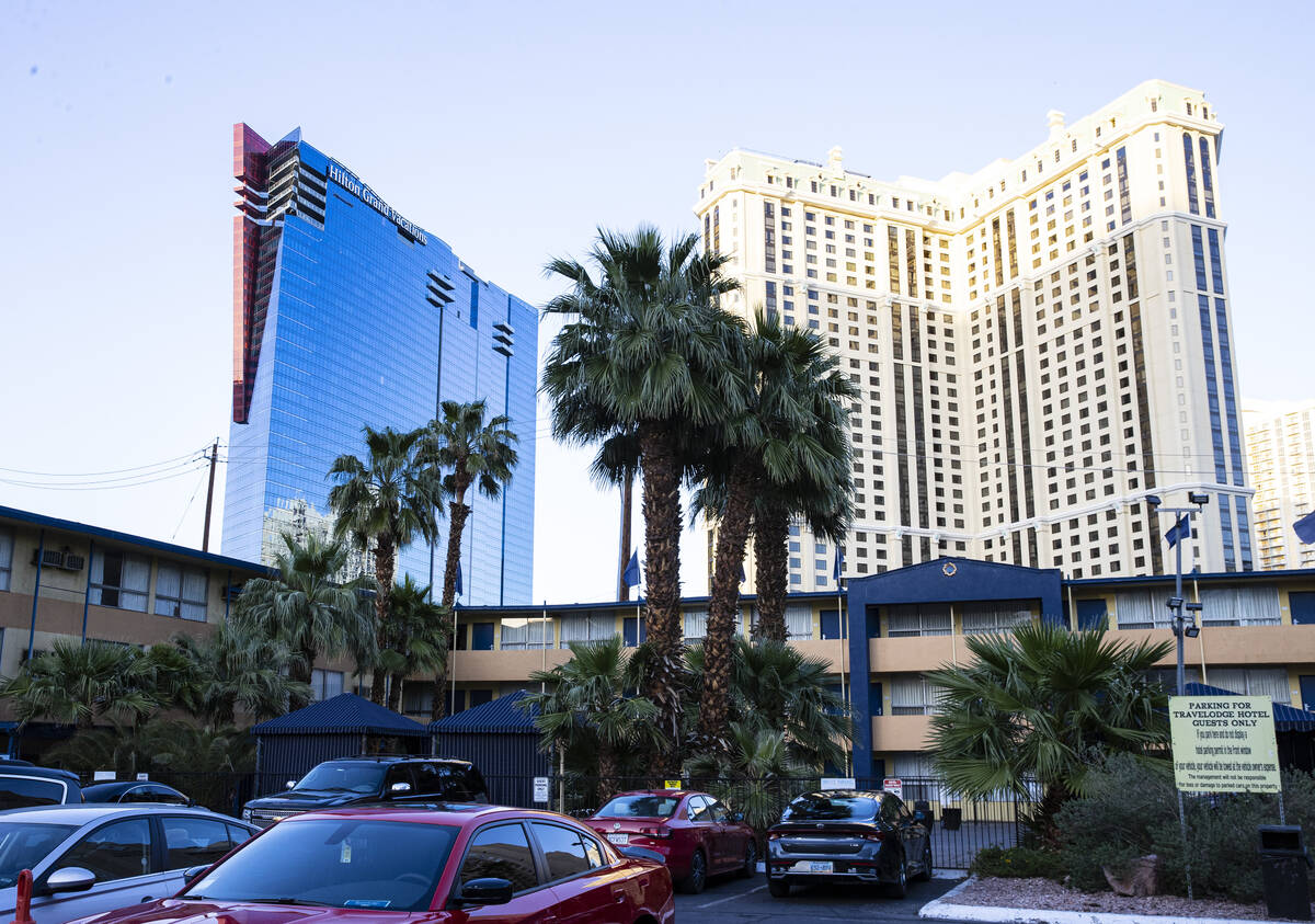 Travelodge Motel, foreground, at 3735 South Las Vegas Blvd., is shown on Saturday, April 23, 20 ...