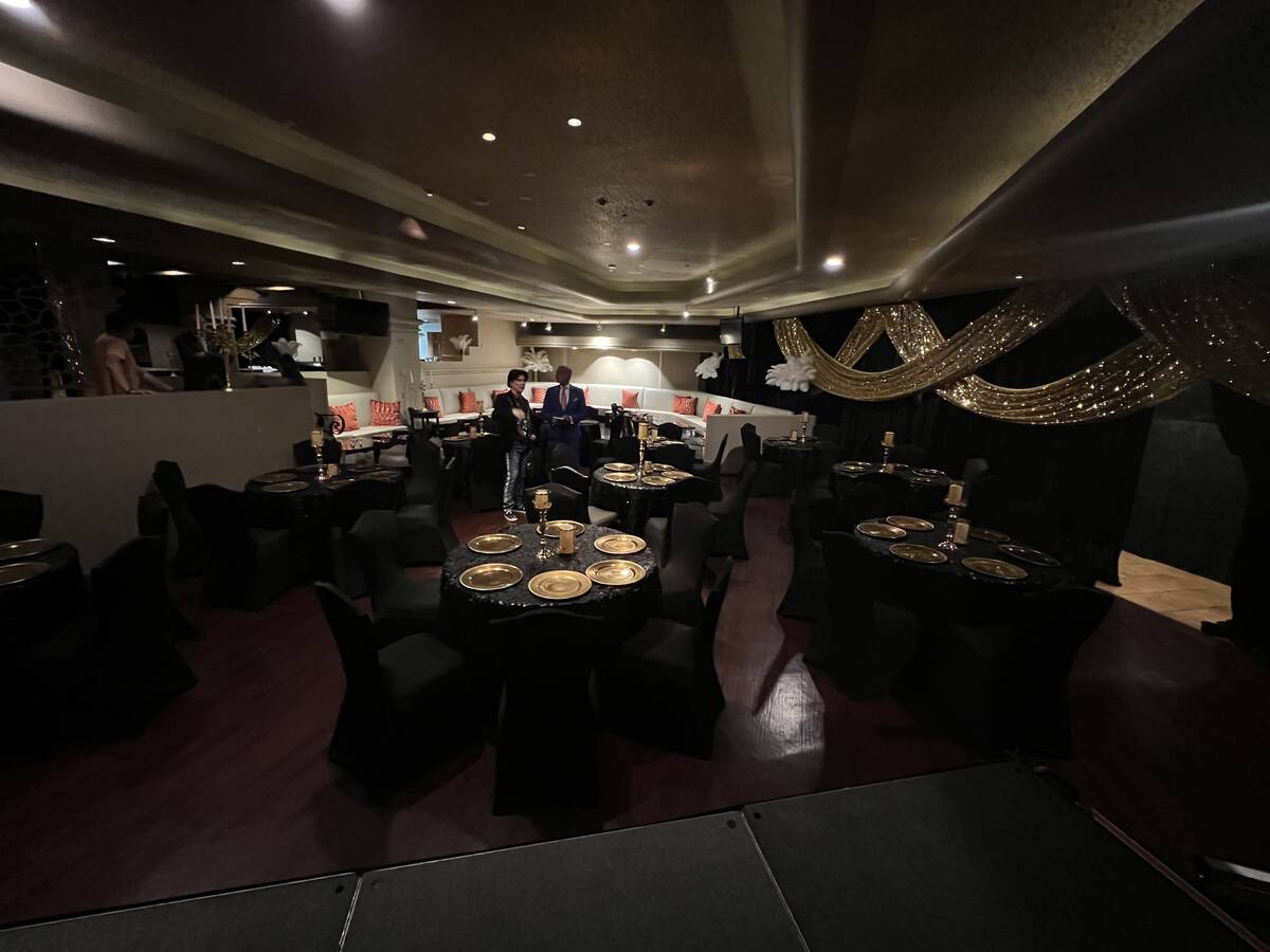 The dining room of Frank Marino Red Carpet Lounge at the Westgate on Tuesday, April 19, 2022 (J ...