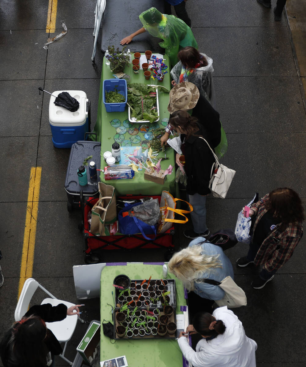 The Student Farmers Market organized by Green Our Planet is seen, Friday, April 22, 2022, at Do ...