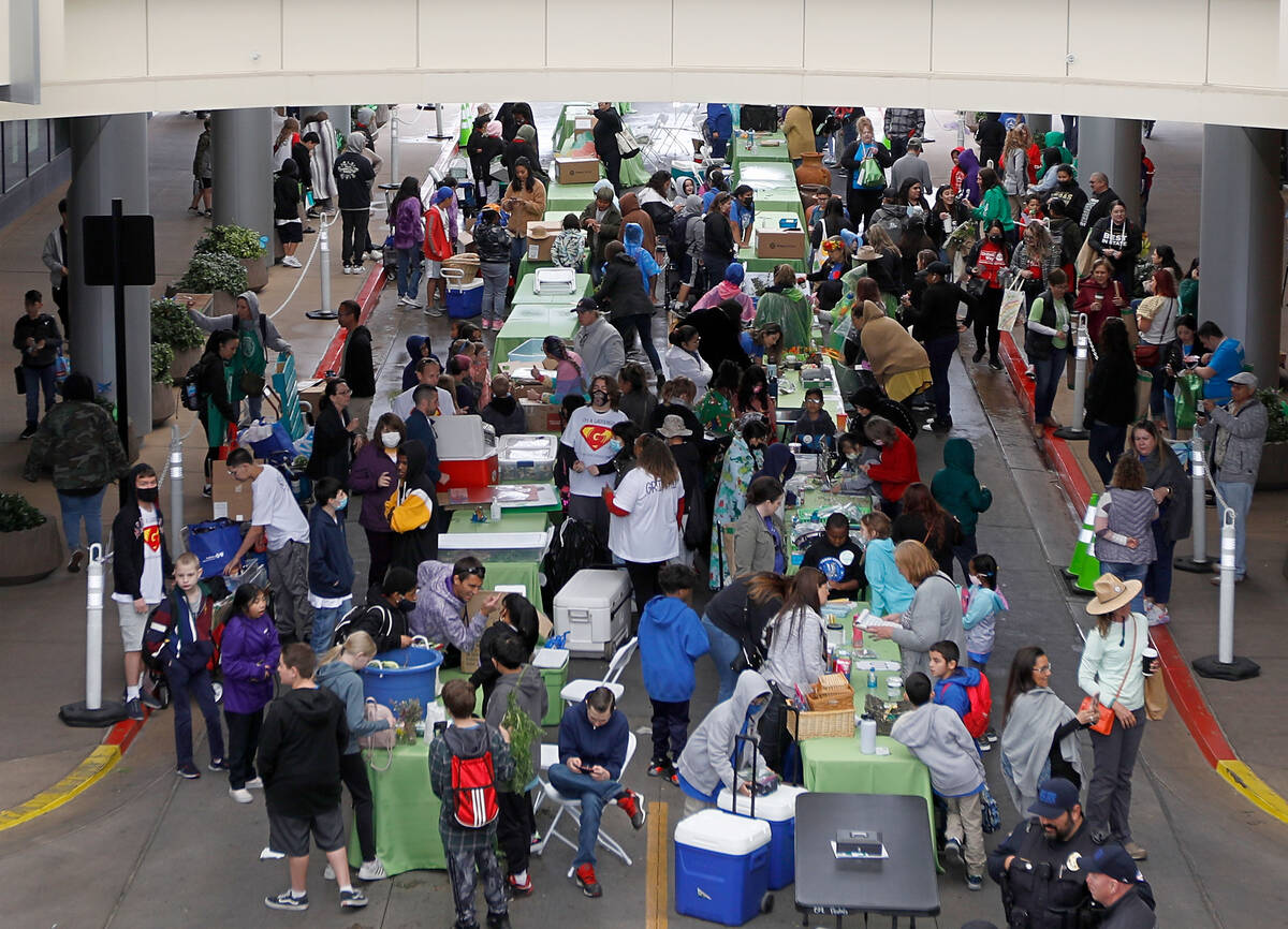 The Student Farmers Market organized by Green Our Planet is seen, Friday, April 22, 2022, at Do ...