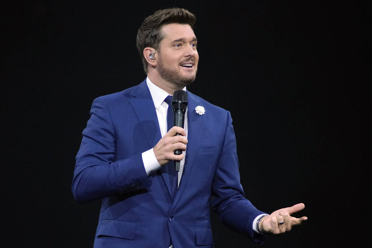 Michael Buble performs at Allstate Arena on Saturday, July 20, 2019, in Rosemont, Ill. (Photo b ...