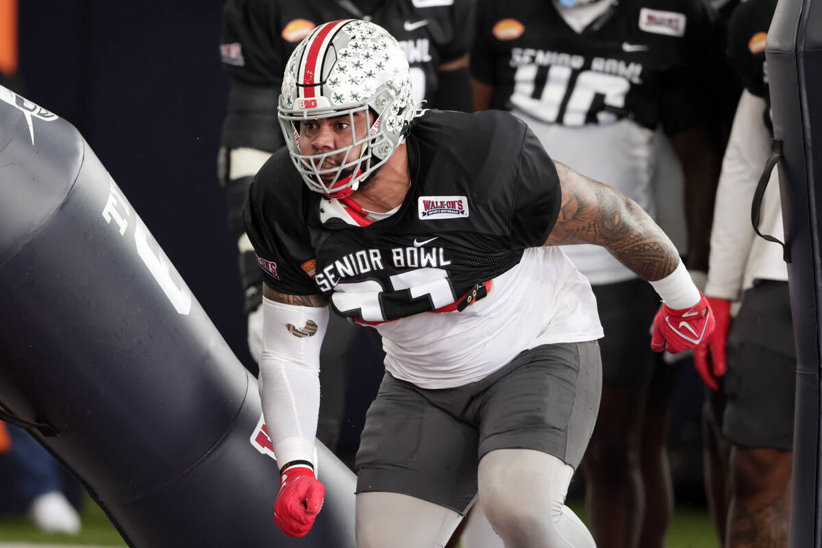 National Team defensive lineman Haskell Garrett of Ohio State (93) runs through drills during p ...