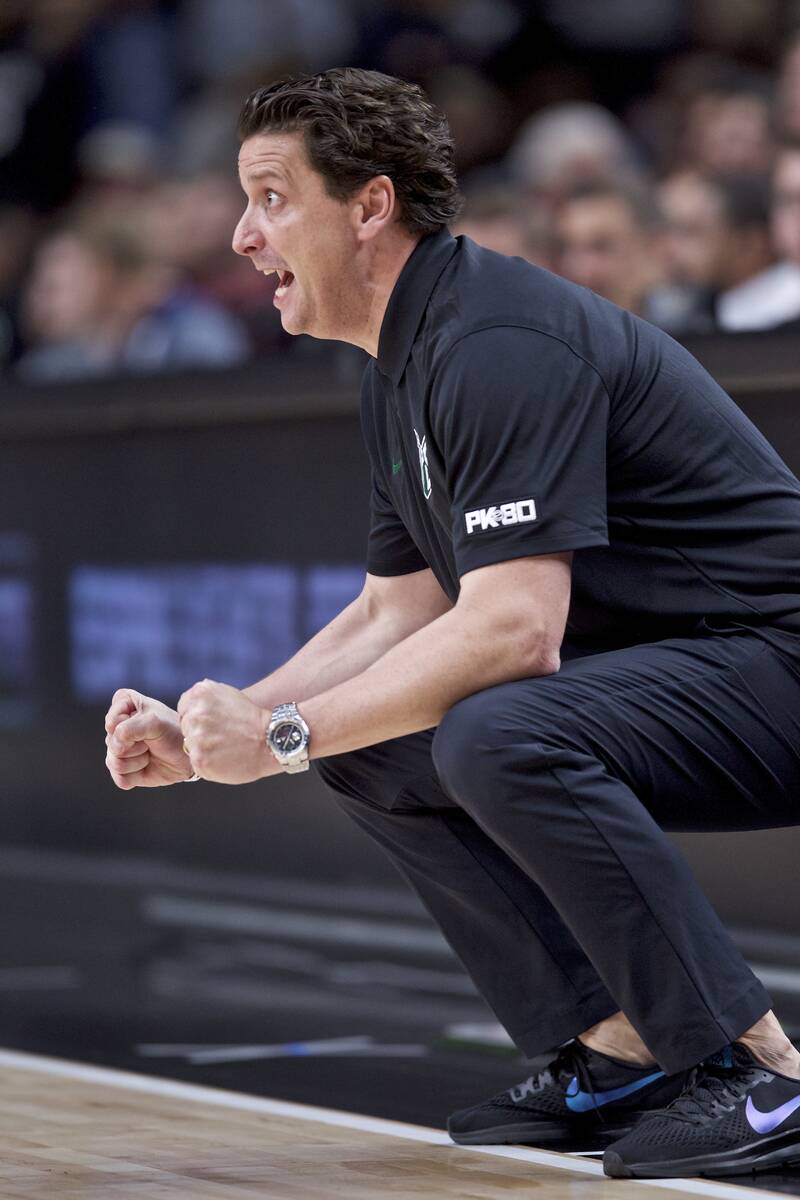 Portland State head coach Barret Peery during the second half of an NCAA college basketball gam ...
