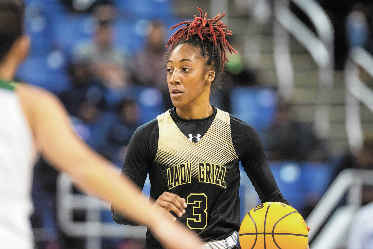 Spring Valley senior Aaliyah Gayles during the NIAA Class 5A girls basketball state semifinal a ...