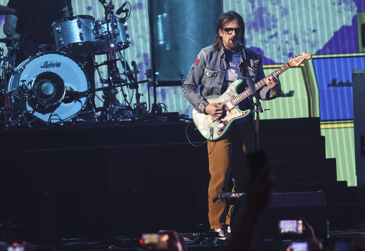 Rivers Cuomo of Weezer performs following the first round of the NFL draft on Thursday, April 2 ...
