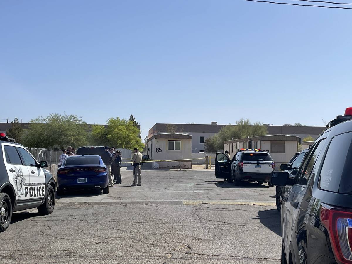 Las Vegas police investigate a shooting on the 3900 block of Las Vegas Boulevard, North, on Fri ...