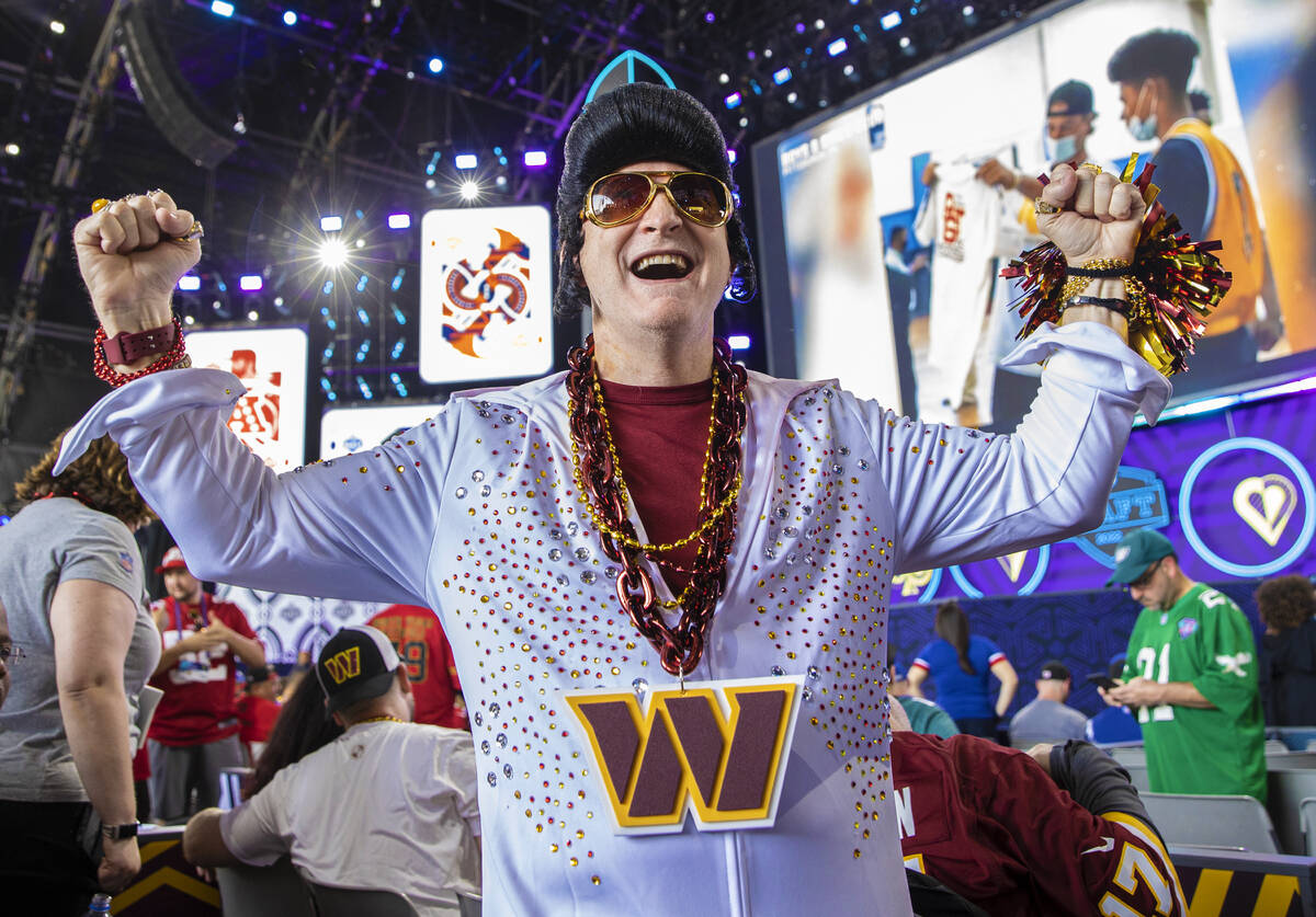 Washington Football Team fan Mark Turner, from Austin, Texas., during day two of the NFL draft ...