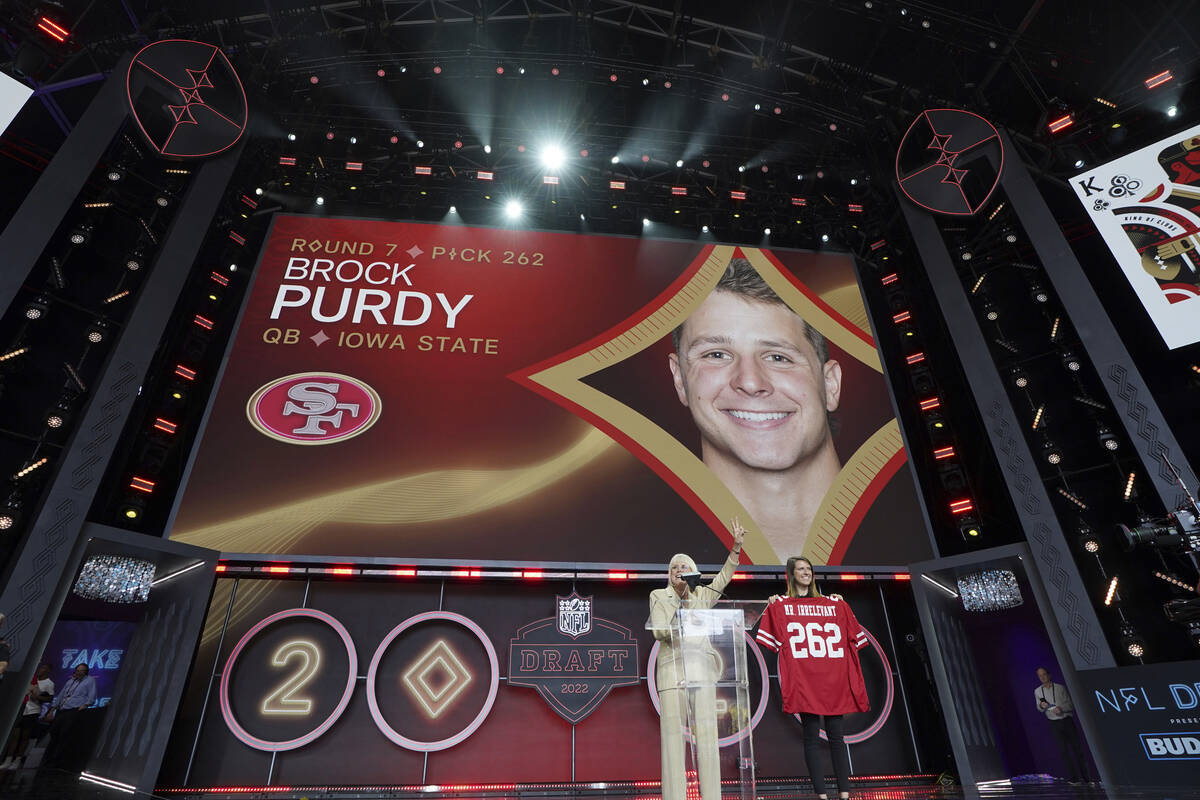 Iowa State quarterback Brock Purdy gets picked as Mr. Irrelevant with the San Francisco 49ers 2 ...