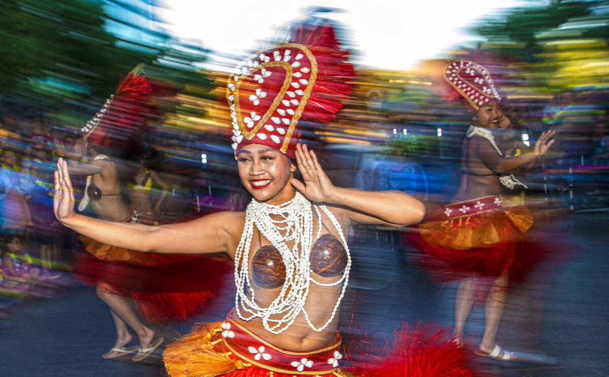 Zsalei Valdez dances during Lei Day, a new parade to celebrate and kick off Asian Pacific Ameri ...