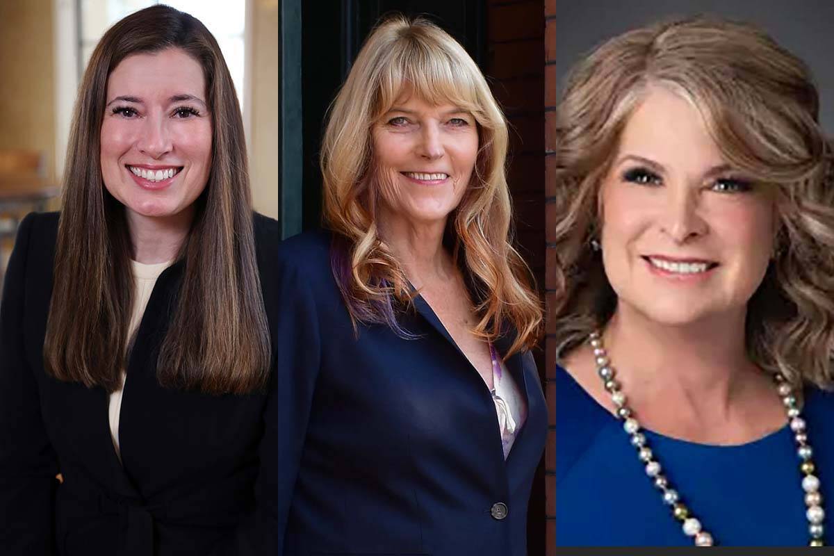 Lisa Cano Burkhead, left, Kimi Cole and Debra March, Democratic candidates for Nevada's lieuten ...