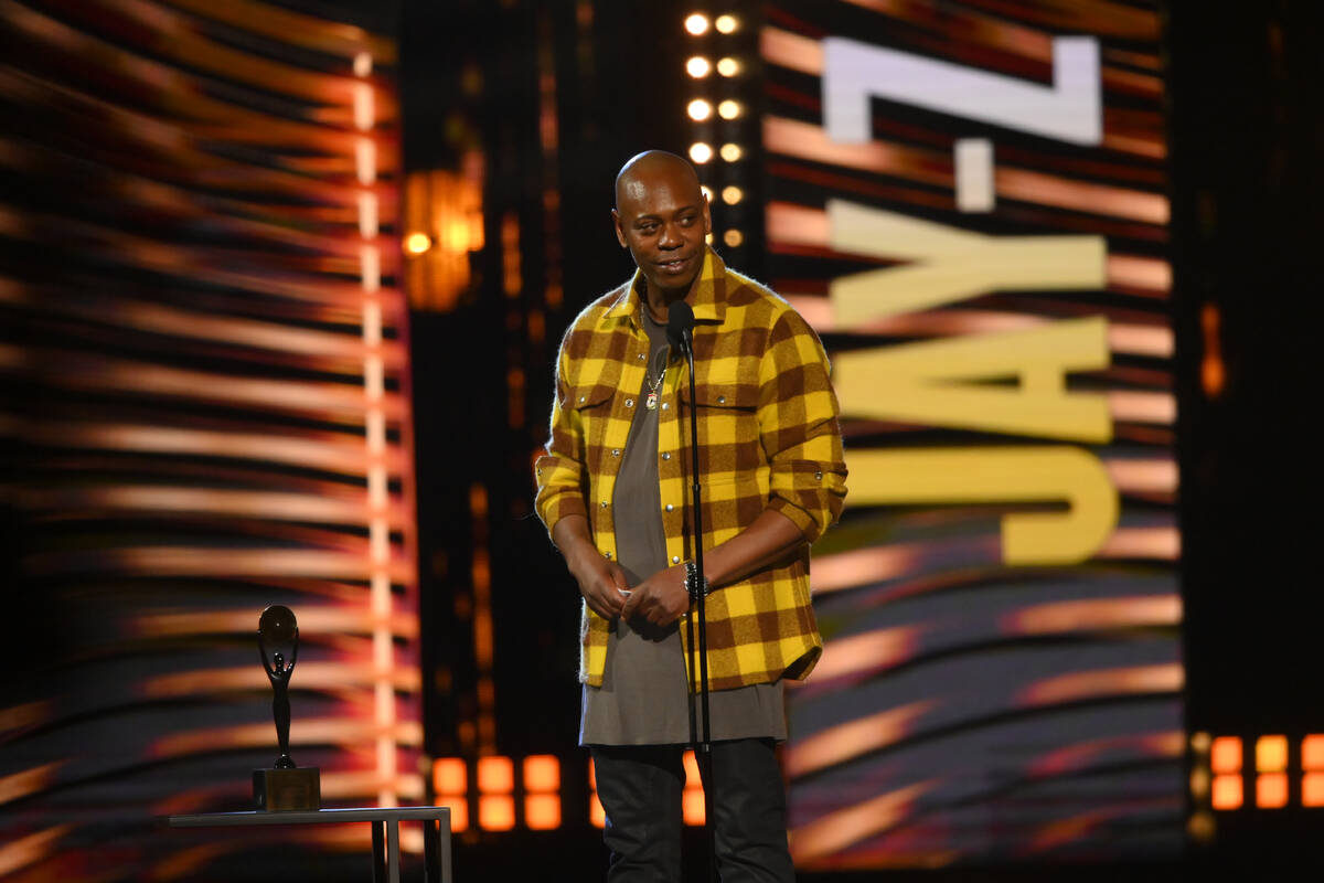 Dave Chappelle, presenter for JAY-Z, speaks during the Rock & Roll Hall of Fame induction cerem ...