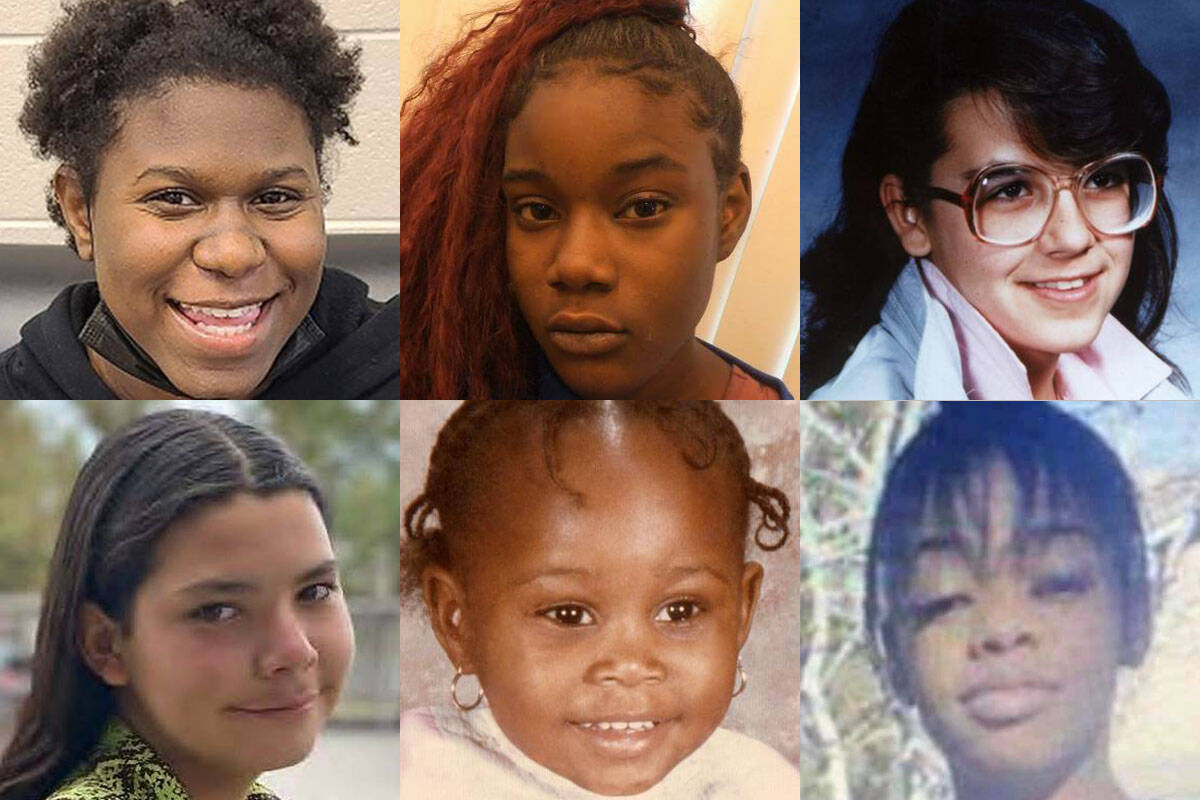 Top: Teenah Bullard, 16; Tatiana Clark, 17; Shantelle Hudson, now 49. Bottom: Stephen McAfee, 1 ...