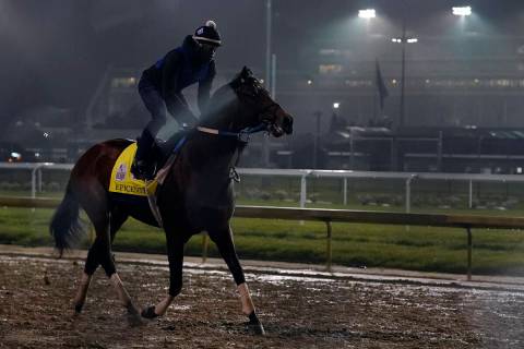 Kentucky Derby entrant Epicenter works out at Churchill Downs on Friday, May 6, 2022, in Louisv ...
