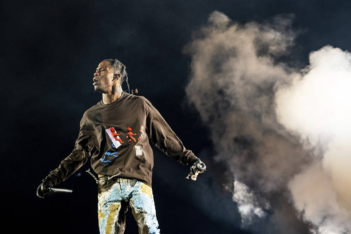 Travis Scott performs on day one of the Astroworld Music Festival at NRG Park on Friday, Nov. 5 ...