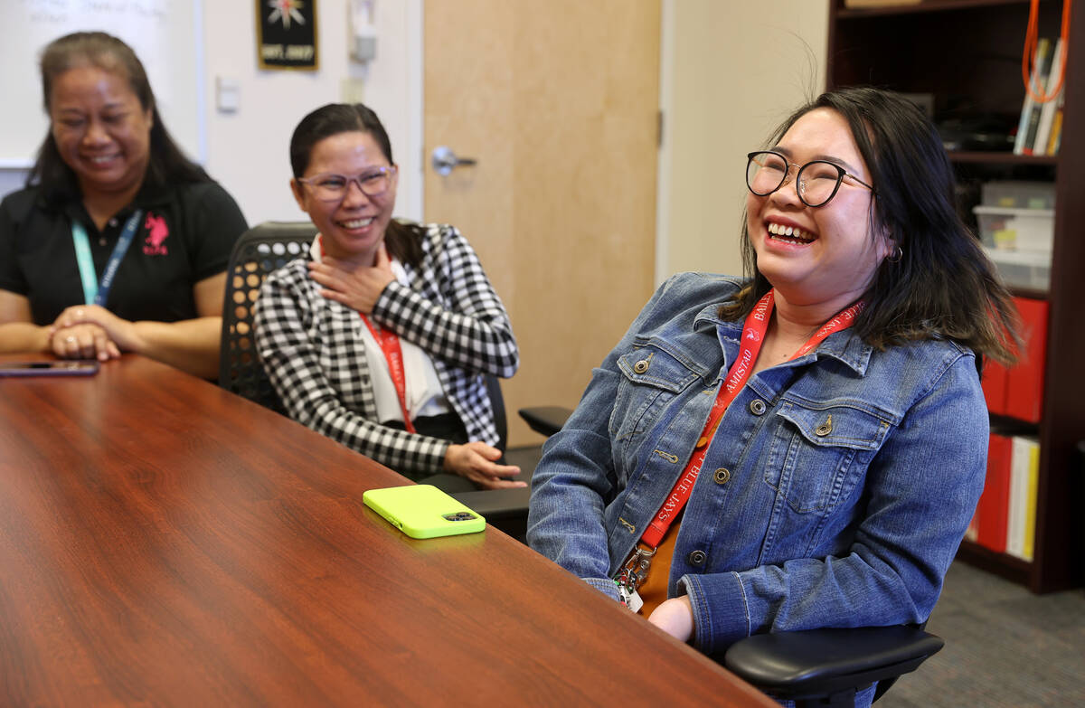 Bailey Middle School teachers, from left, Maria Czarina, Desirie Napa and Nina Karen Napoles, t ...