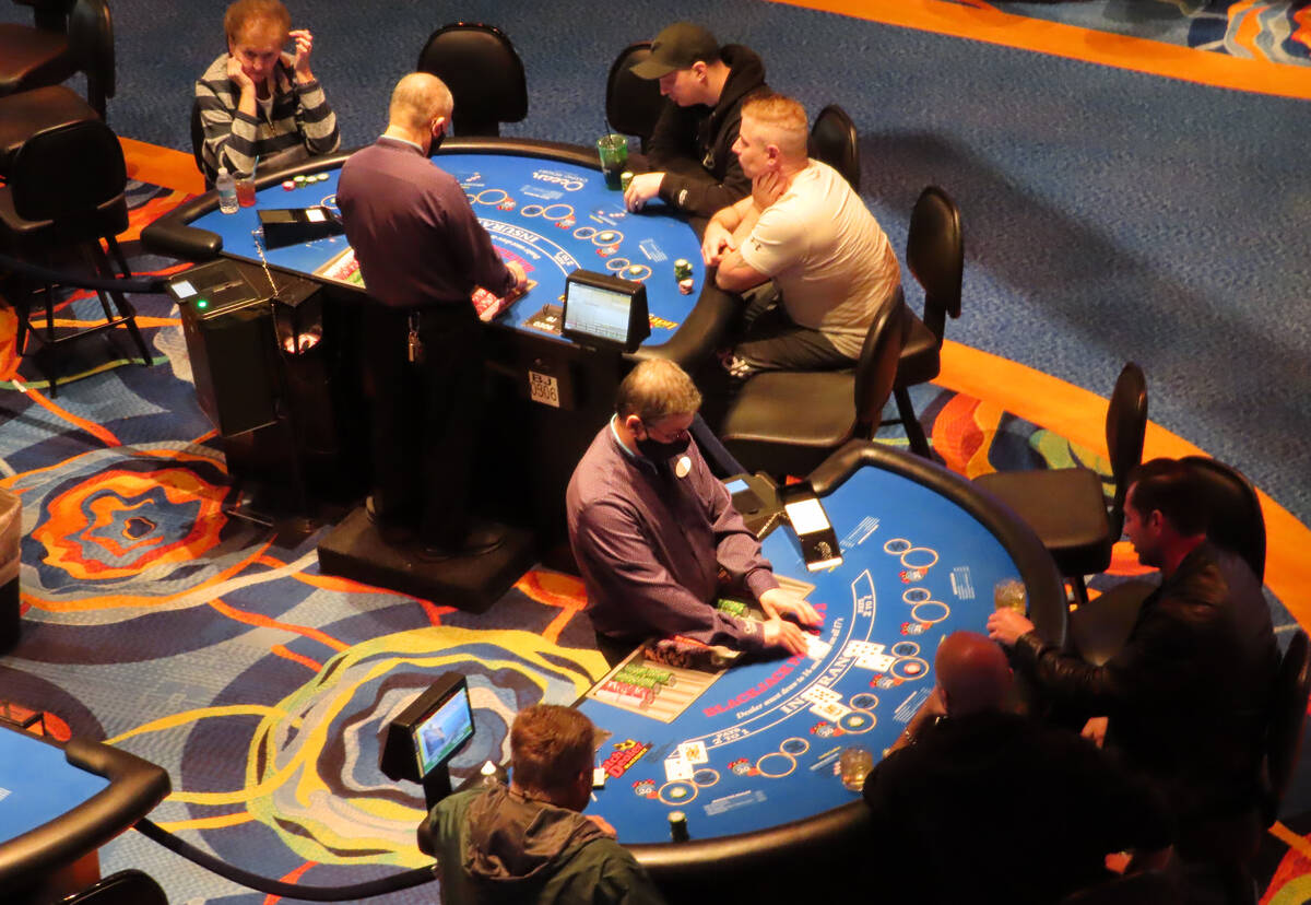 Gamblers play cards at the Ocean Casino Resort in Atlantic City, N.J., Feb. 10, 2022. The Ameri ...