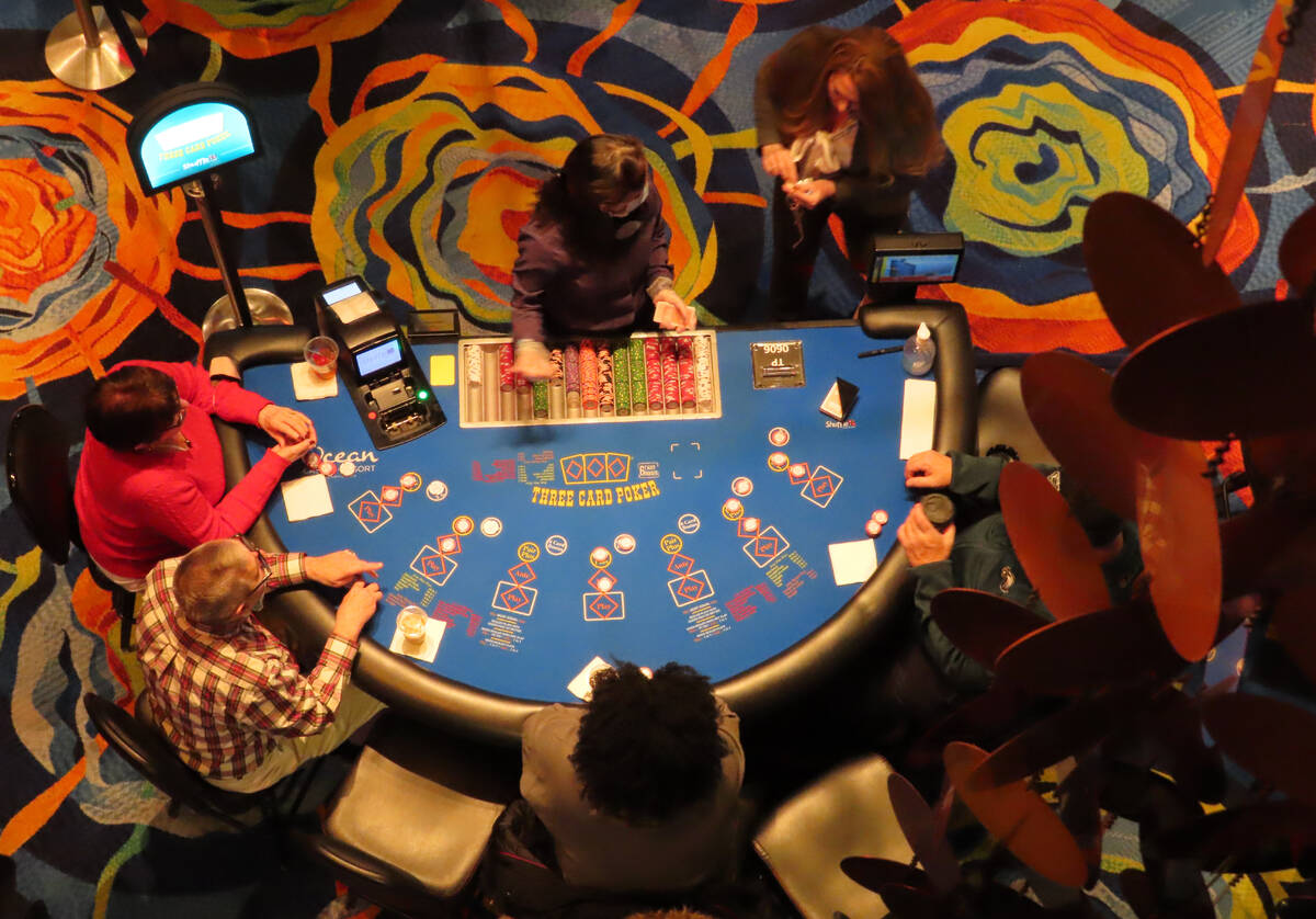 Gamblers play cards at the Ocean Casino Resort in Atlantic City, N.J., Feb. 10, 2022. The Ameri ...