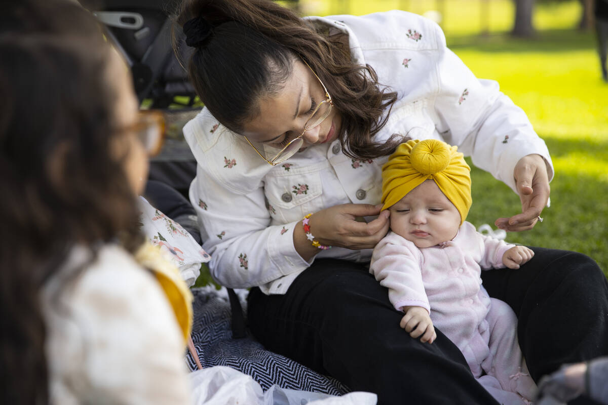 Jessica Pitts with her daughters Kamila, 6, and 5-month-old Wisely, at Mission Hills Park in He ...