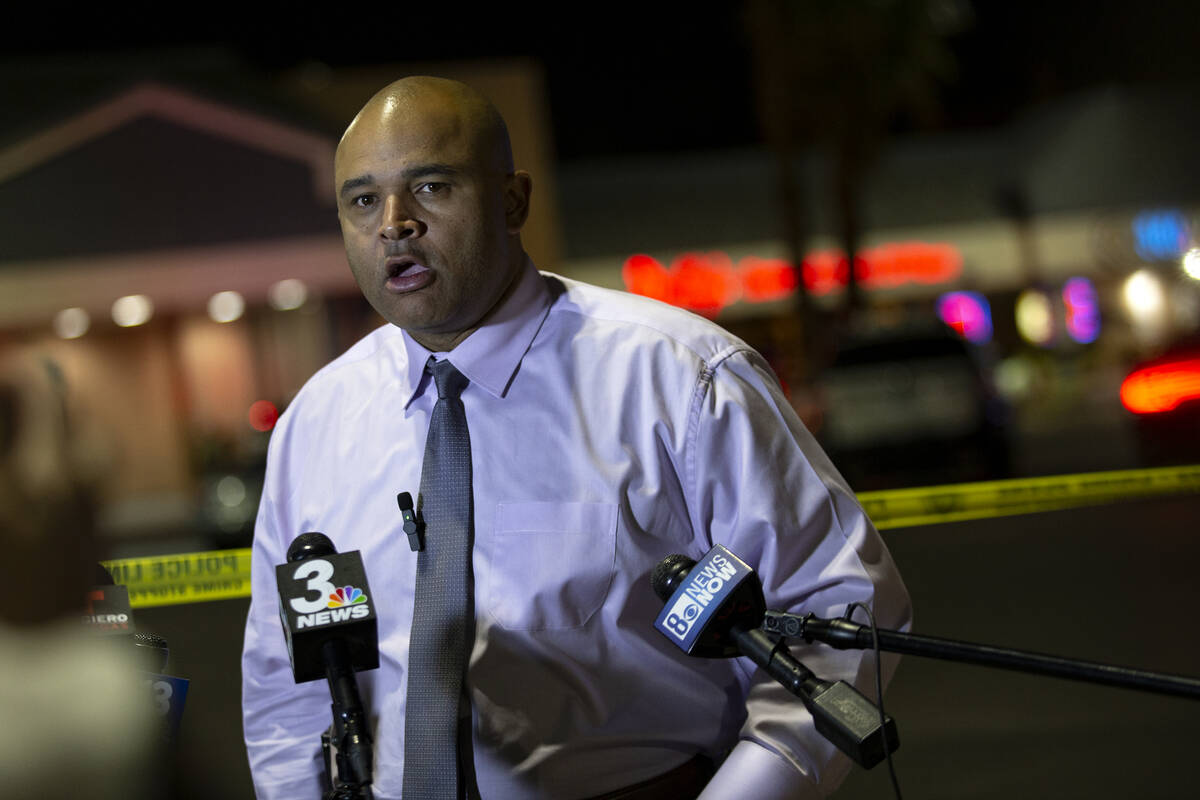 Lt. Ray Spencer gives a briefing to the media as Metropolitan police investigate a homicide in ...