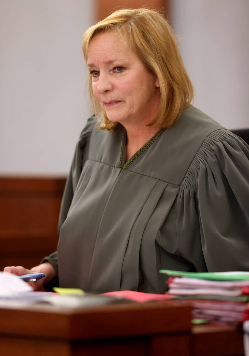 Las Vegas Justice of the Peace Ann Zimmerman presides in court at the Regional Justice Center i ...