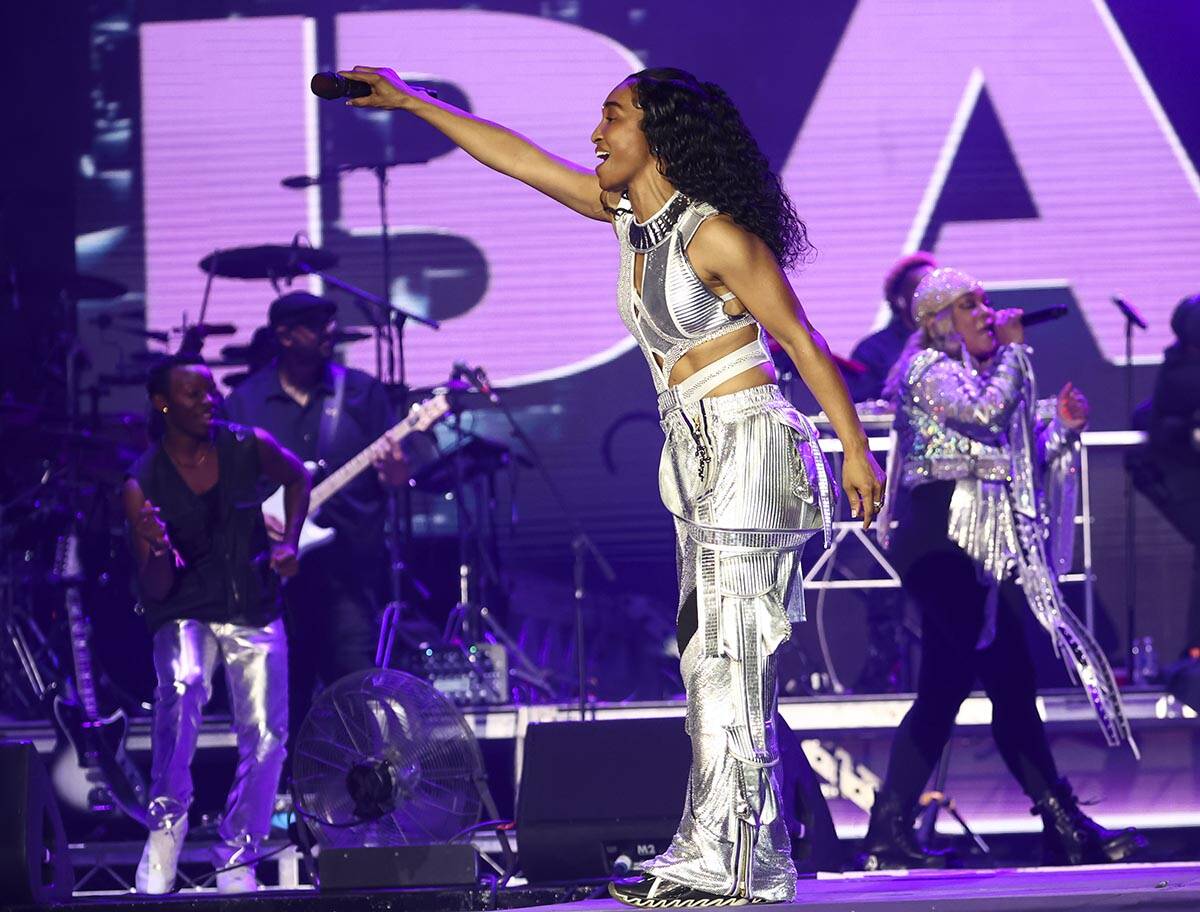Rozonda "Chilli" Thomas of TLC performs during the Lovers & Friends music festiva ...