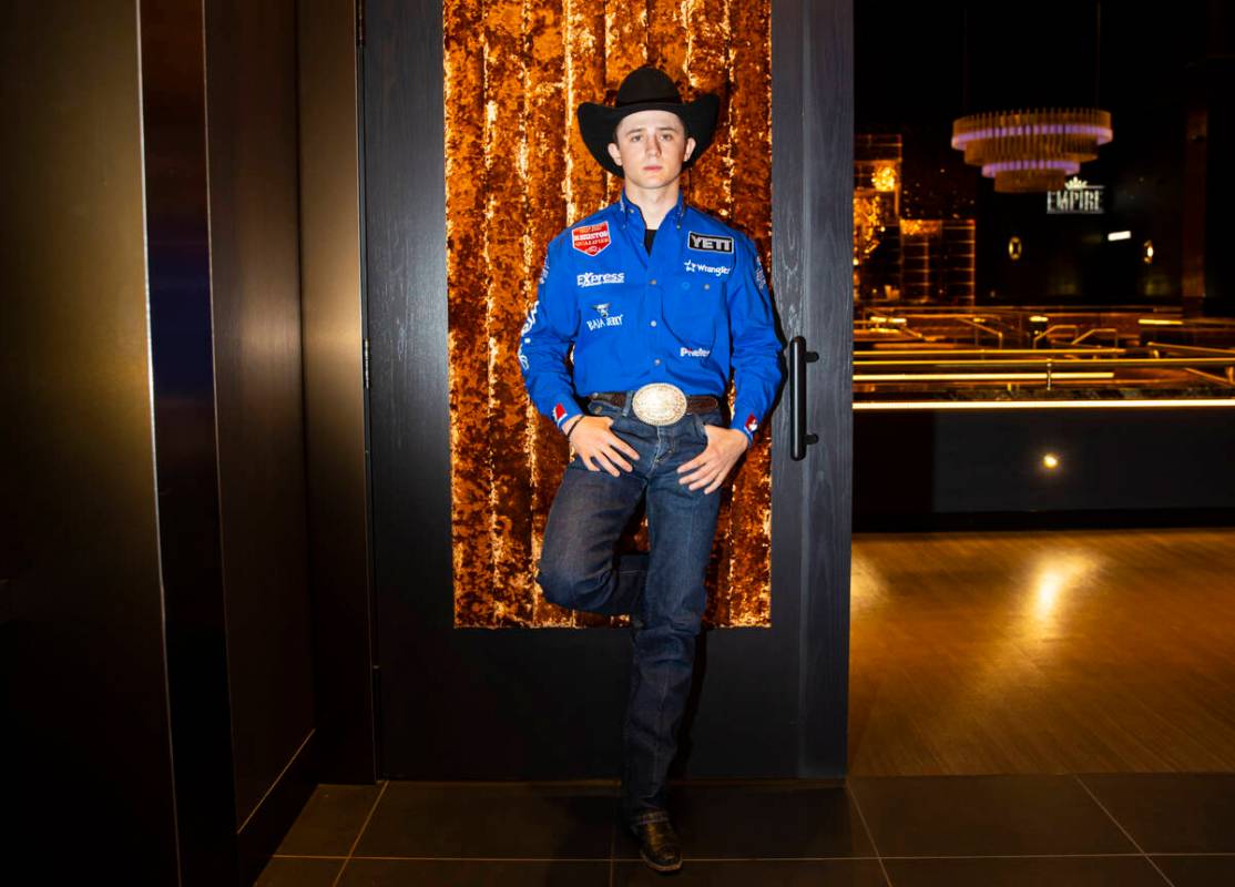 Stetson Wright, PRCA All-Around World Champion, poses for a portrait during a shoot for the Nat ...