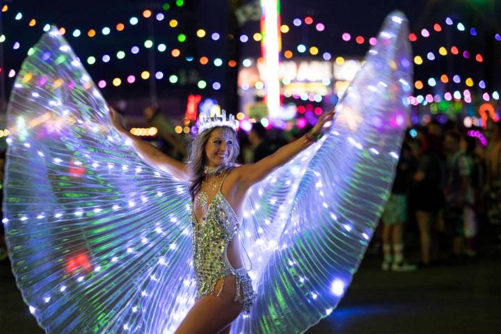 Tamara Panek, of Chicago, dances while Autograf plays their set during the first day of the Ele ...