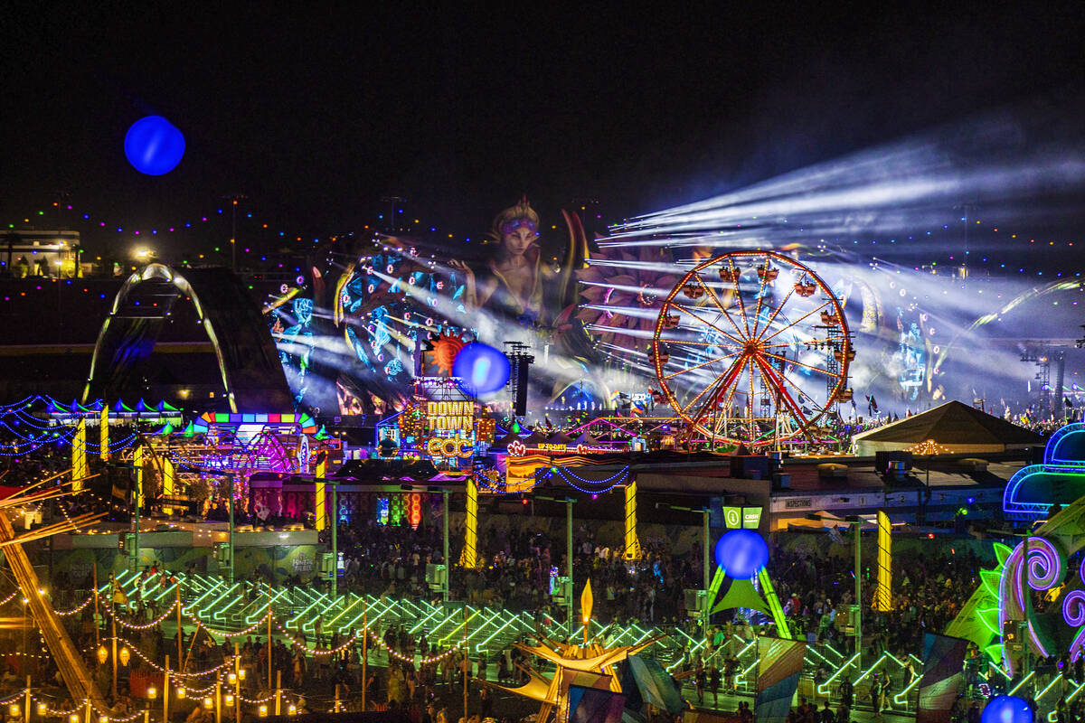 The festival grounds are packed on day three of Electric Daisy Carnival on Monday, May 23, 2022 ...