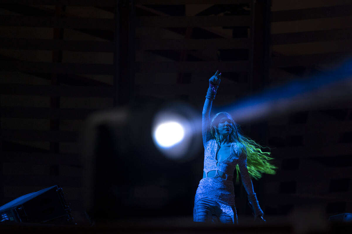 Grimes performs a DJ set during the second day of the Electric Daisy Carnival at the Las Vegas ...