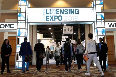 Visitors arrive at the Licensing Expo in May 2018 in Las Vegas. (Bizuayehu Tesfaye/Las Vegas Re ...
