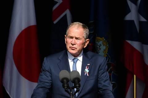 Former President George W. Bush speaks during a 9/11 commemoration at the Flight 93 National Me ...