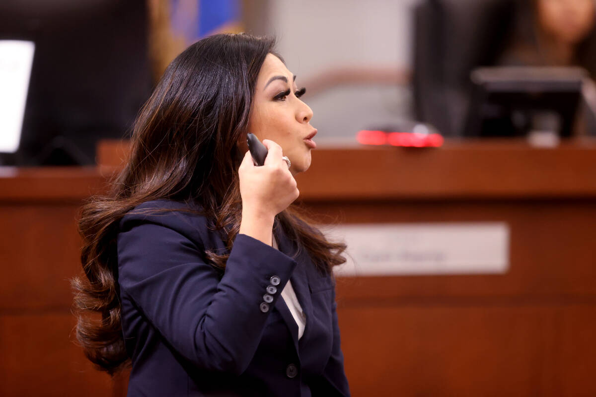 Chief Deputy District Attorney Agnes Botelho makes her closing argument in court during the ret ...