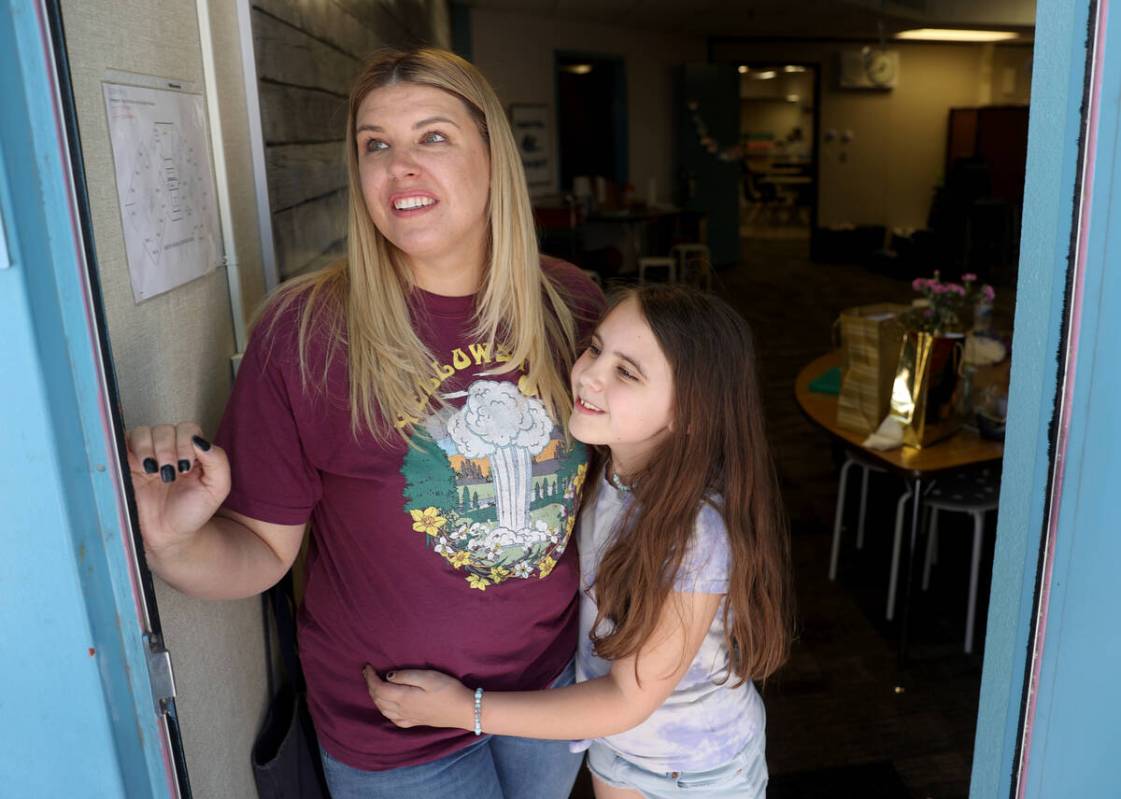 Third grade teacher Lindsey Shultzman with her daughter and student Shea Shultzman, 8, on the l ...