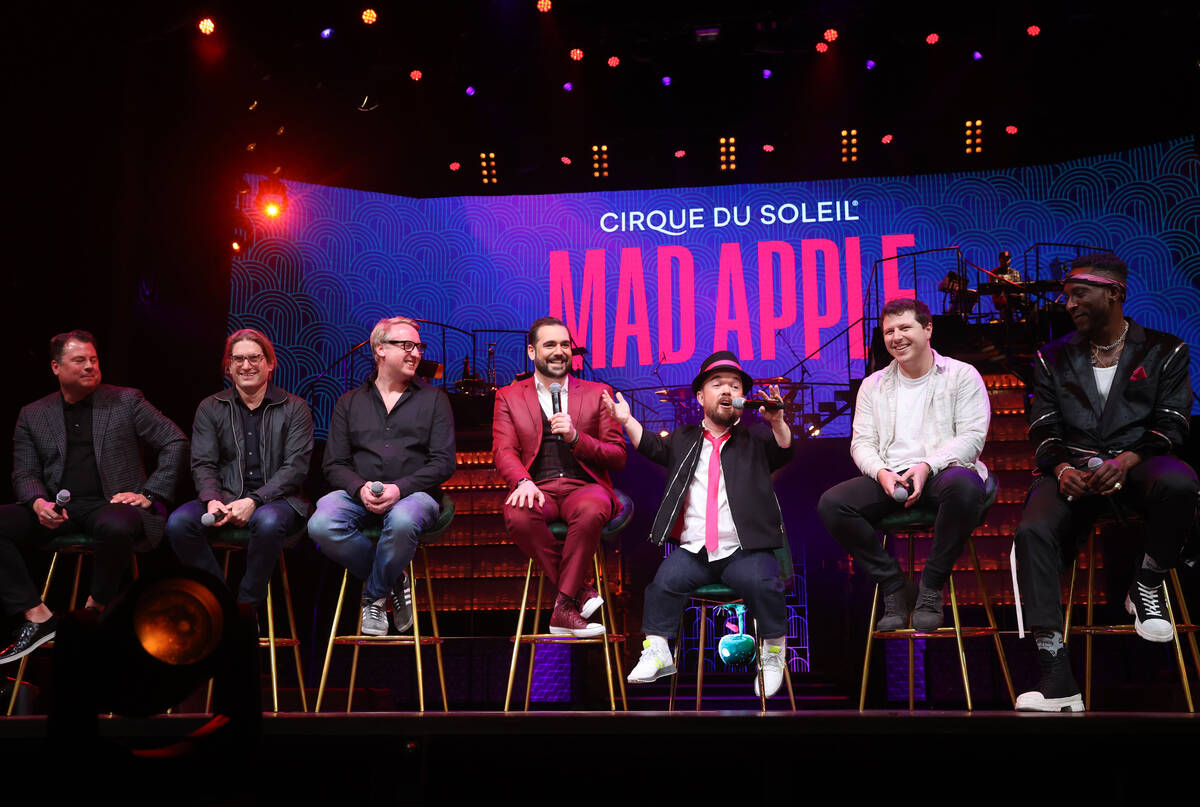 Cirque du Soleil President Eric Grilly, from left, “Mad Apple” Executive Producer ...