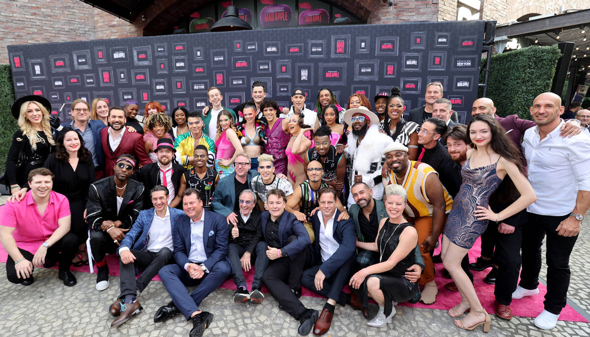 Cast and creative team members on the “pink carpet” for the premier of Cirque du Soleil’s ...