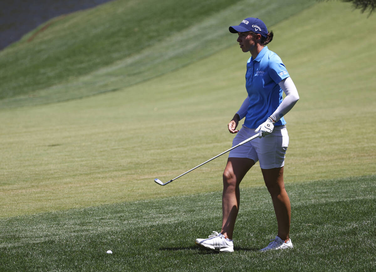 Carlota Ciganda looks on before making a fairway shot on at the ninth hole during the second da ...
