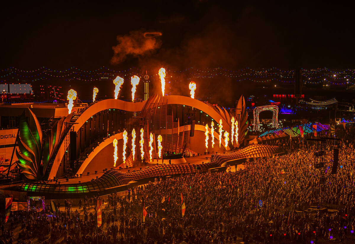 The festival grounds are packed on day three of Electric Daisy Carnival on Monday, May 23, 2022 ...