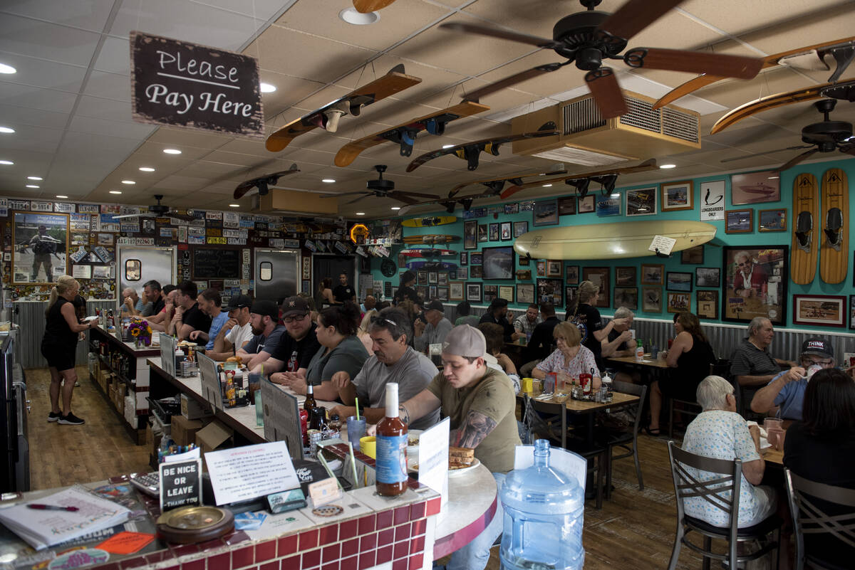 Customers fill the Coffee Cup Cafe on Thursday, May 26, 2022, in Boulder City. Boulder City bus ...