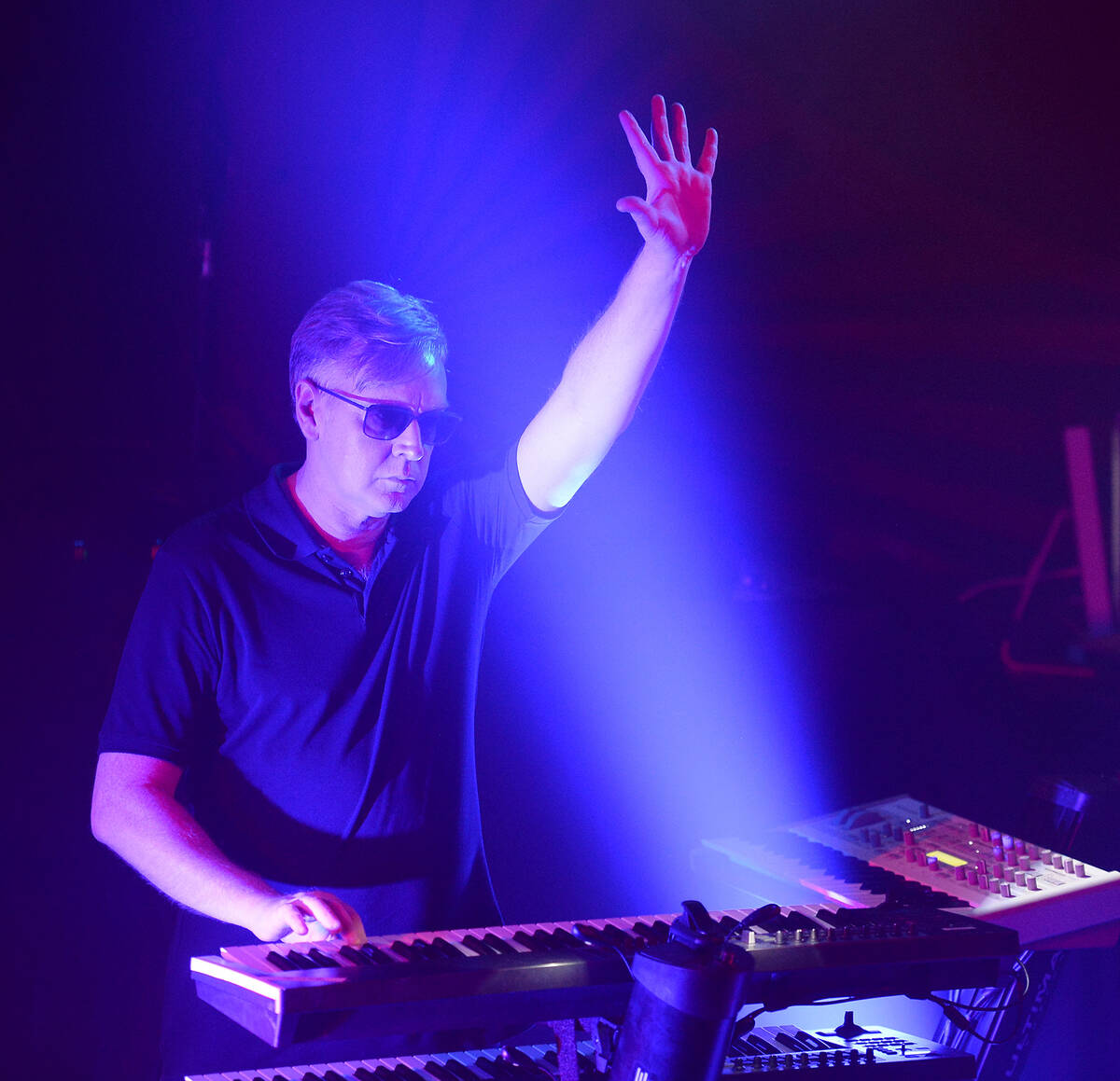 Keyboardist Andy Fletcher of Depeche Mode performs at KROQ presents Depeche Mode at The Troubad ...