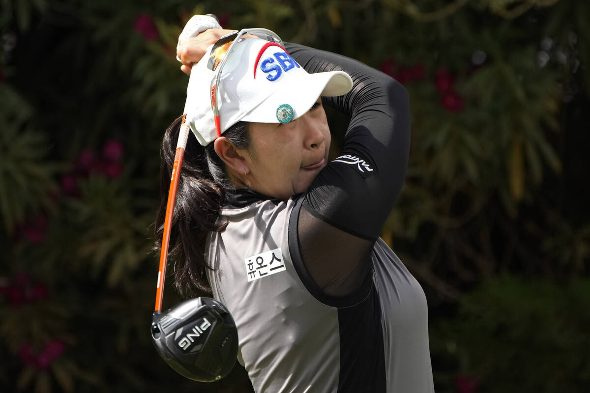 A Lim Kim hits off the 11th tee during the third day of round-robin play in the LPGA Bank of Ho ...