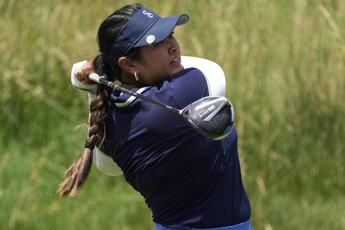 Lilia Vu hits off the seventh tee during the third day of round-robin play in the LPGA Bank of ...