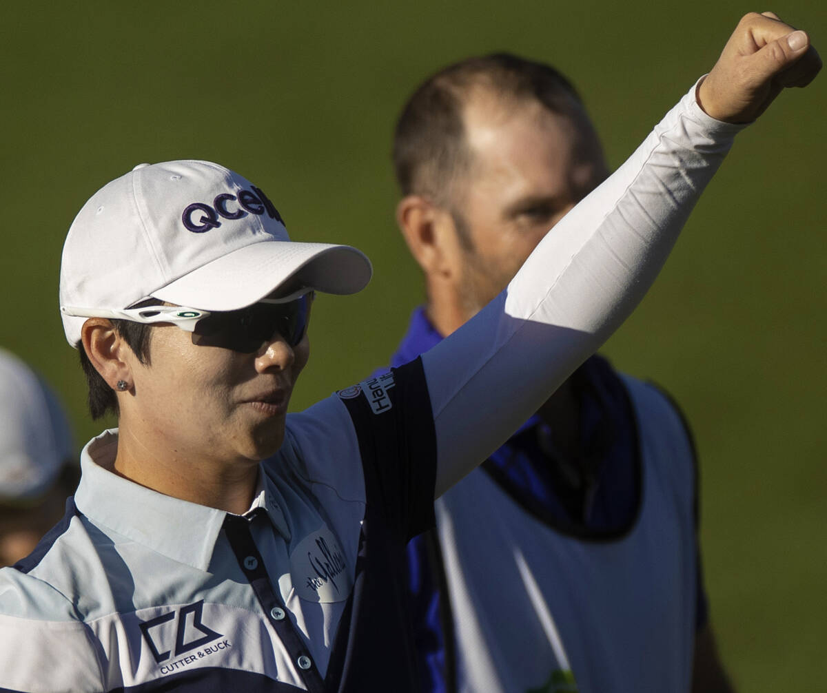Eun-Hee Ji celebrates after winning the LPGA Bank of Hope Match Play golf tournament at Shadow ...