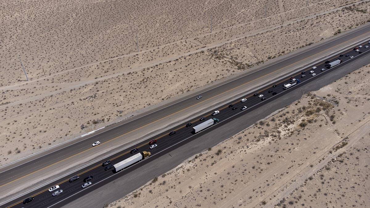 Memorial Day traffic backs up on South Interstate 15 between Jean and Primm on Monday, May 30, ...