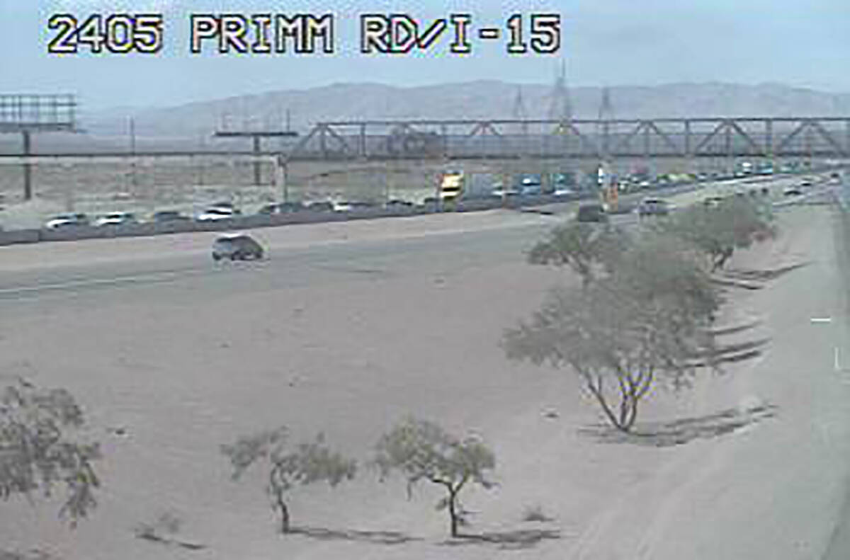 California-bound traffic on Interstate 15 about 5 at Primm, Nev., about 3:25 p.m. Monday, May 3 ...