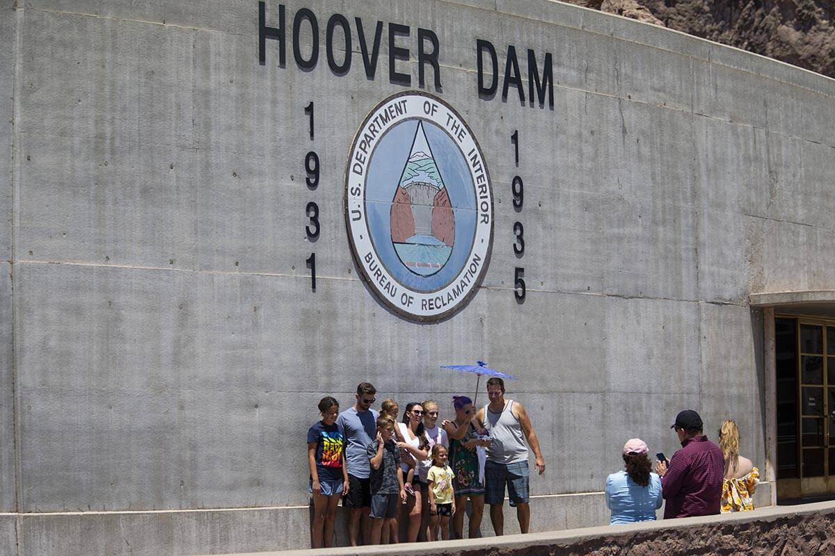 People visit the Hoover Dam in Boulder City on Monday, May 30, 2022. (Erik Verduzco / Las Vegas ...